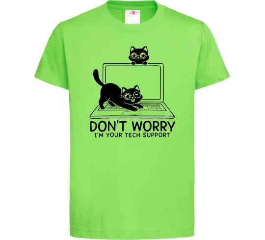 Детская футболка Tech support cat Лаймовый фото