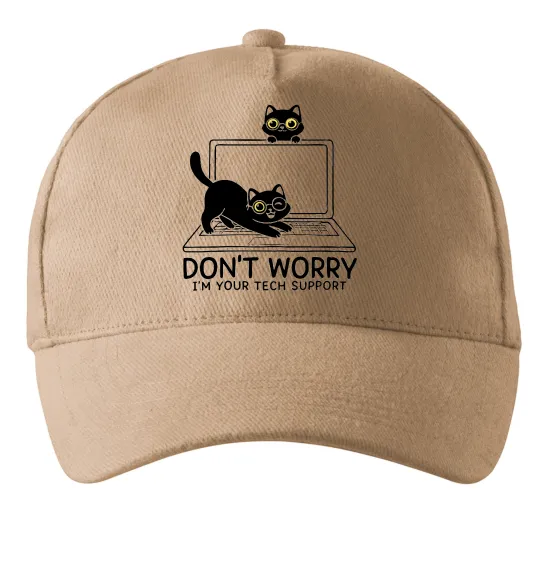 Кепка Tech support cat Песочный фото