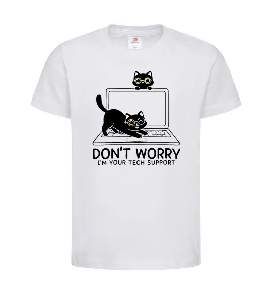 Детская футболка Tech support cat Белый фото