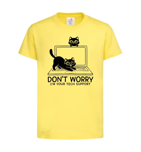 Детская футболка Tech support cat Лимонный фото
