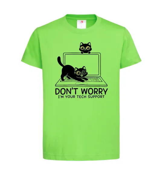 Детская футболка Tech support cat Лаймовый фото