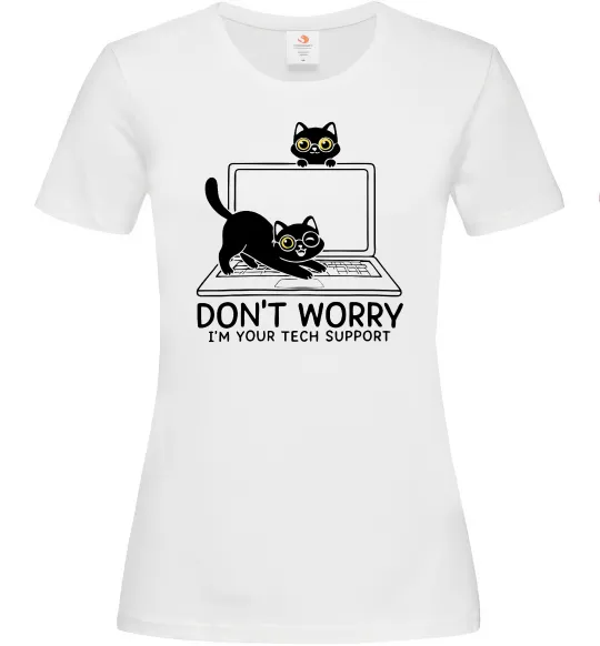 Женская футболка Tech support cat Белый фото