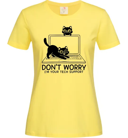 Женская футболка Tech support cat Лимонный фото