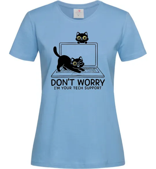 Женская футболка Tech support cat Голубой фото