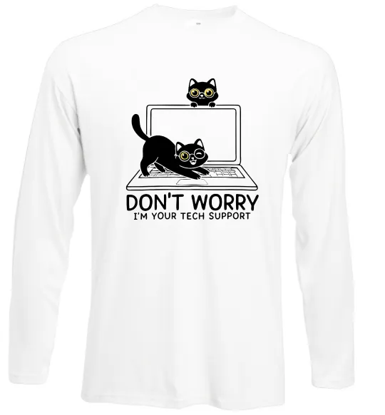 Лонгслив Tech support cat Белый фото
