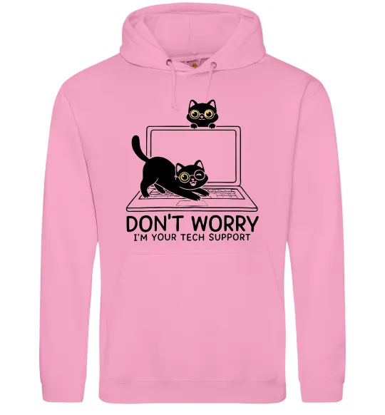 Женская толстовка (худи) Tech support cat Розовый фото