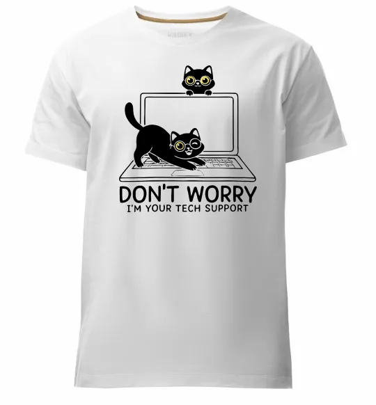 Мужская премиум футболка Tech support cat Белый фото