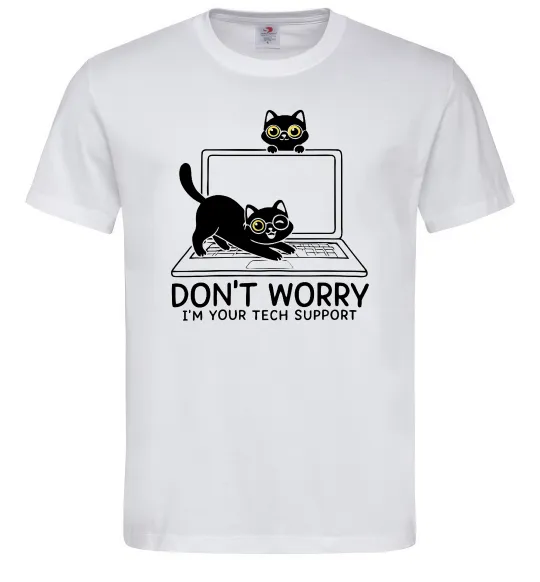 Мужская футболка Tech support cat Белый фото