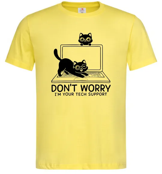 Мужская футболка Tech support cat Лимонный фото