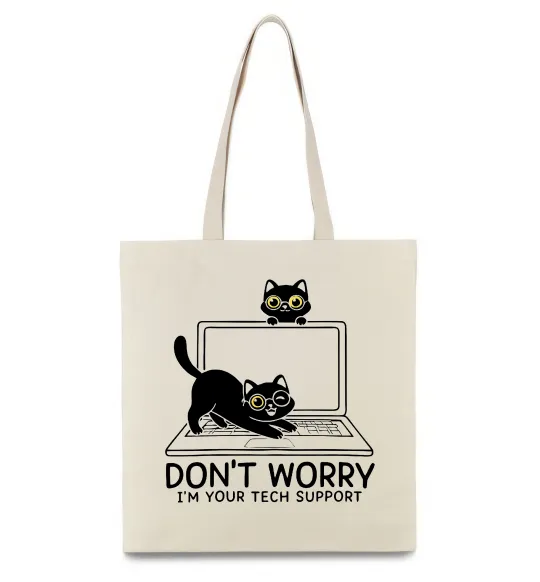 Эко-сумка Tech support cat Бежевый фото