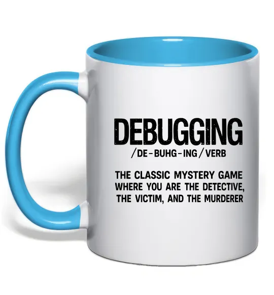 Чашка с цветной ручкой Debugging Голубой фото