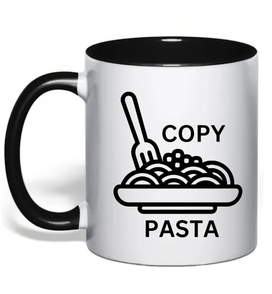 Чашка с цветной ручкой Copy Pasta Черный фото