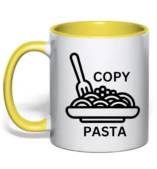 Чашка з кольоровою ручкою Copy Pasta Лимонний фото