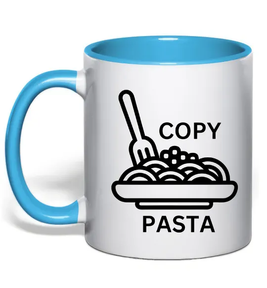 Чашка с цветной ручкой Copy Pasta Голубой фото
