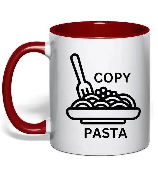Чашка с цветной ручкой Copy Pasta Красный фото