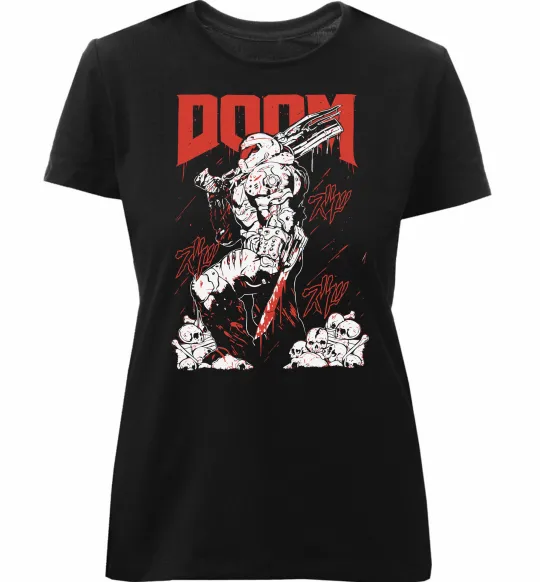 Жіноча преміум футболка Doom blood Чорний фото