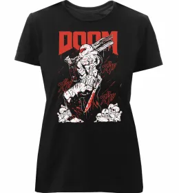 Женская премиум футболка Battle Doom Черный фото