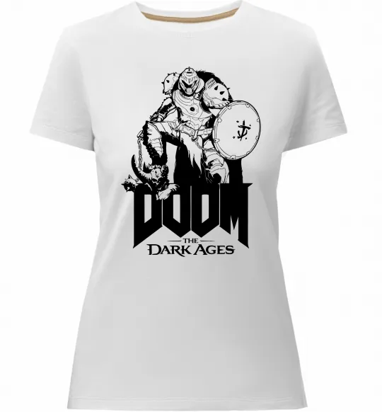 Жіноча преміум футболка Doom dark ages Білий фото