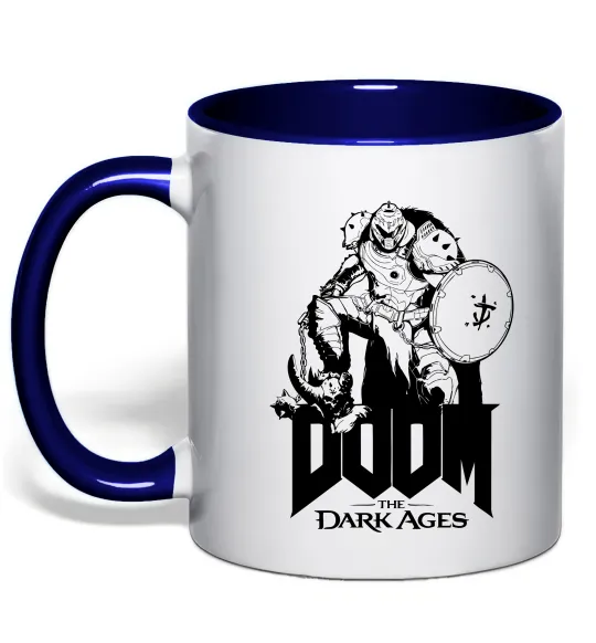 Чашка с цветной ручкой Doom dark ages Глубокий темно-синий фото