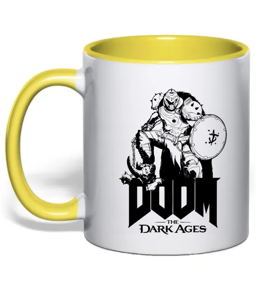 Чашка з кольоровою ручкою Doom dark ages Лимонний фото