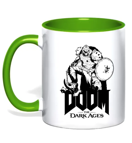 Чашка з кольоровою ручкою Doom dark ages Лаймовий фото