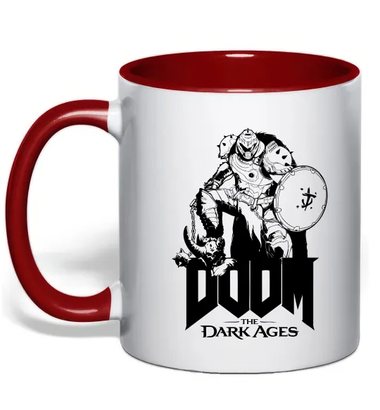 Чашка с цветной ручкой Doom dark ages Красный фото