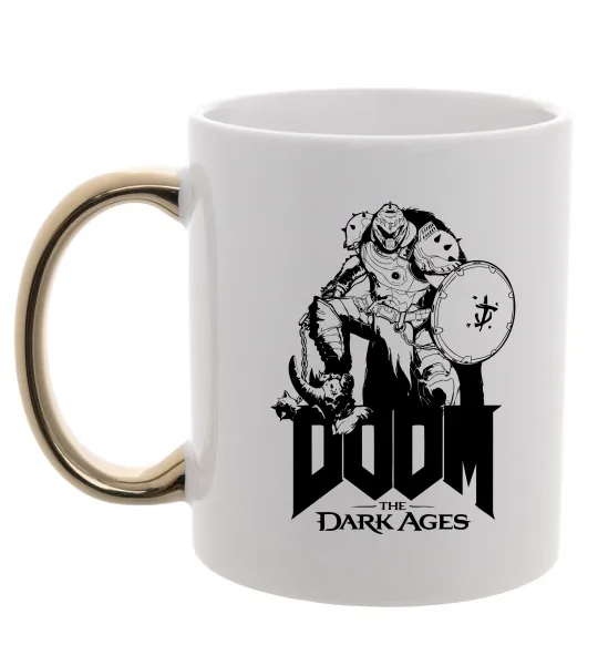 Чашка с цветной ручкой Doom dark ages Золото фото