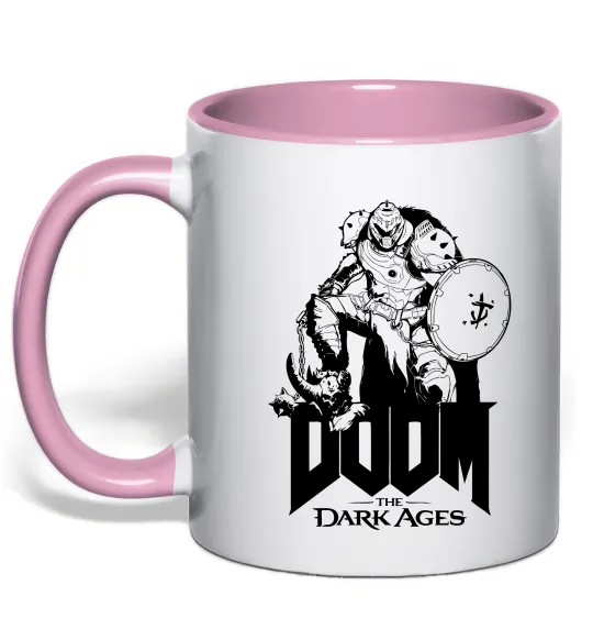 Чашка с цветной ручкой Doom dark ages Нежно розовый фото
