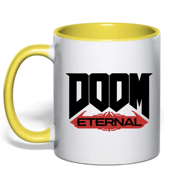 Чашка з кольоровою ручкою Doom eternal Лимонний фото