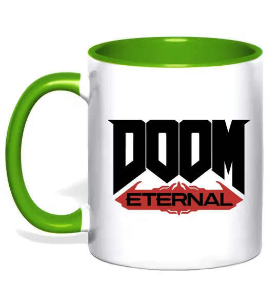 Чашка з кольоровою ручкою Doom eternal Лаймовий фото