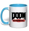 Чашка с цветной ручкой Doom eternal Голубой фото