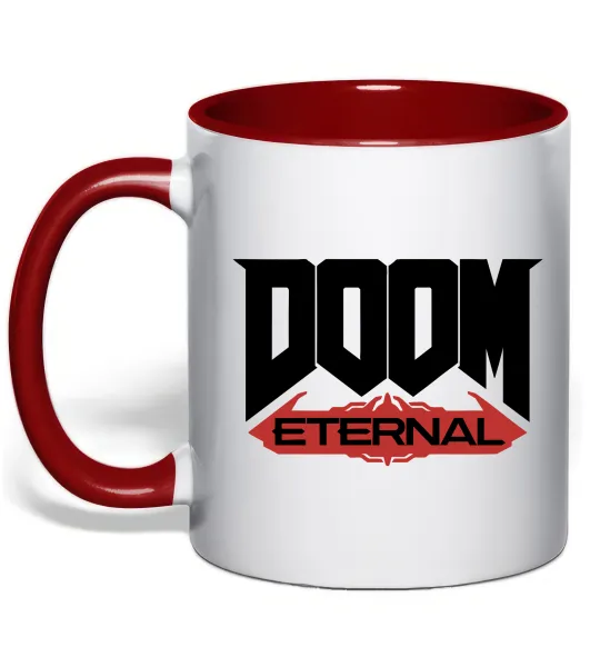 Чашка с цветной ручкой Doom eternal Красный фото