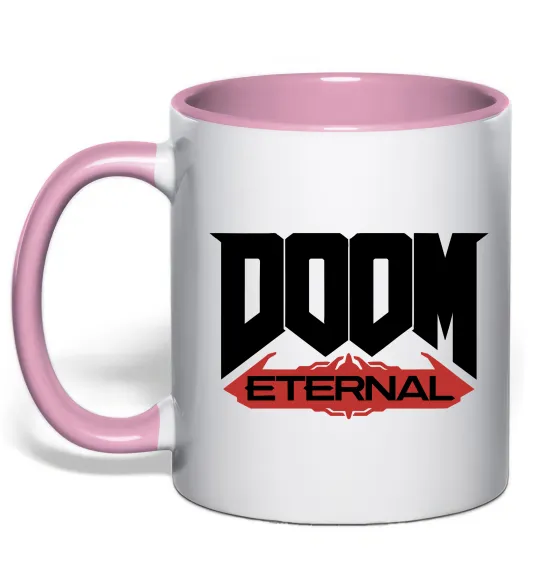 Чашка с цветной ручкой Doom eternal Нежно розовый фото