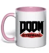 Чашка с цветной ручкой Doom eternal Нежно розовый фото
