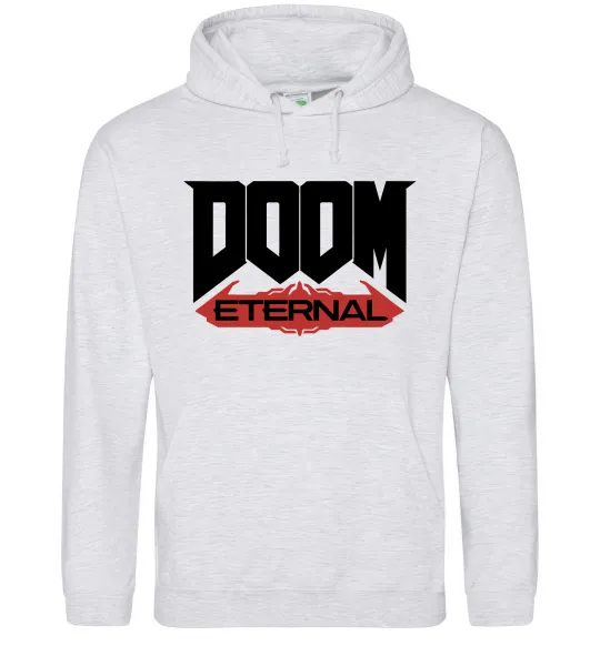 Мужская толстовка (худи) Doom eternal Серый меланж фото