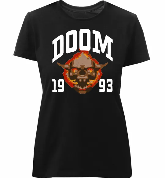 Жіноча преміум футболка Doom 1993 Чорний фото