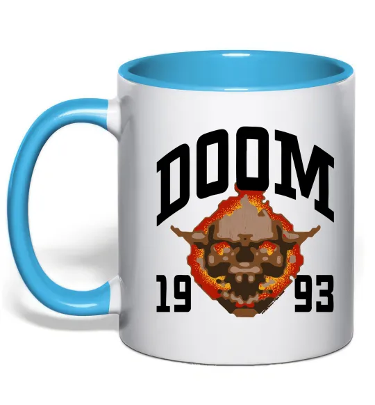 Чашка с цветной ручкой Doom 1993 Голубой фото