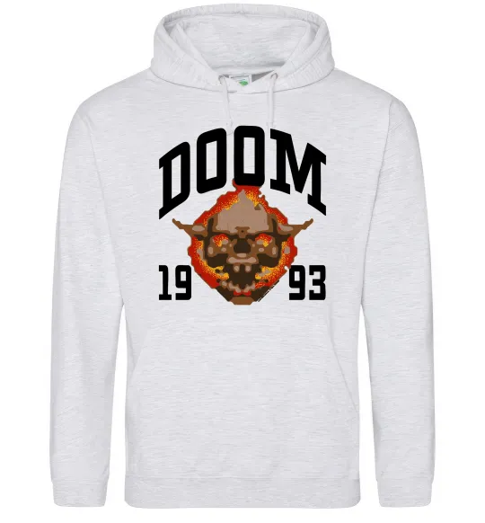 Мужская толстовка (худи) Doom 1993 Серый меланж фото