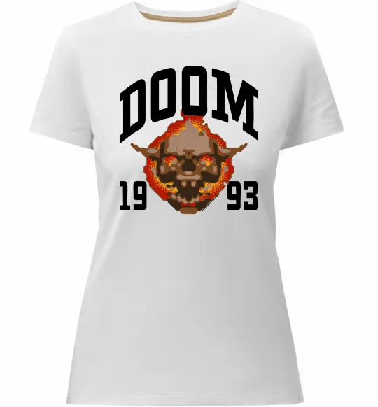 Жіноча преміум футболка Doom 1993 Білий фото