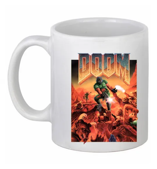 Чашка керамическая Doom retro Белый фото