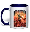 Чашка с цветной ручкой Doom retro Глубокий темно-синий фото