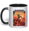 Чашка с цветной ручкой Doom retro Черный фото