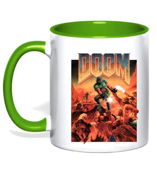 Чашка з кольоровою ручкою Doom retro Лаймовий фото