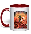 Чашка с цветной ручкой Doom retro Красный фото