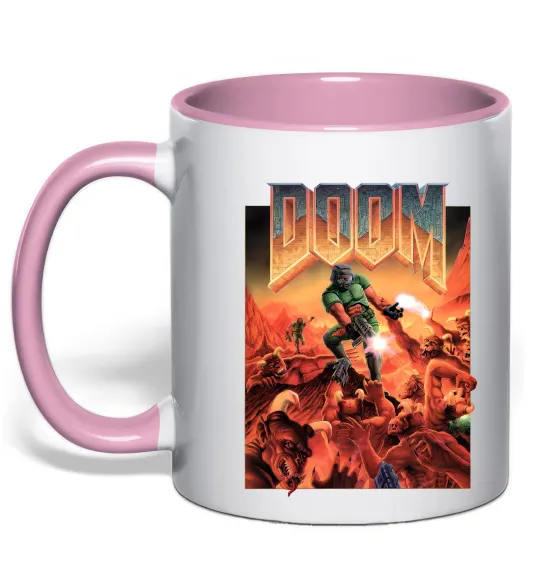 Чашка с цветной ручкой Doom retro Нежно розовый фото