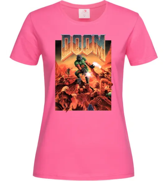 Женская футболка Doom retro Ярко-розовый фото