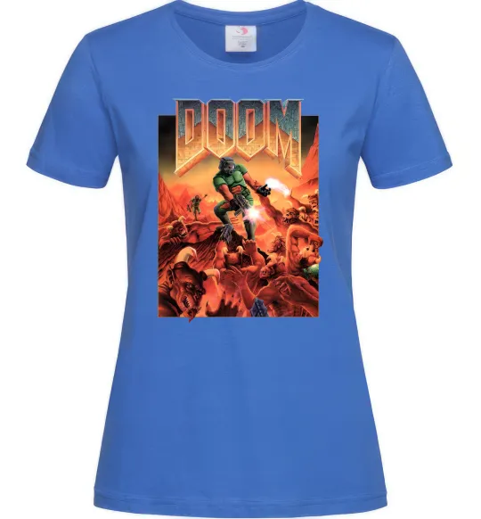 Женская футболка Doom retro Ярко-синий фото