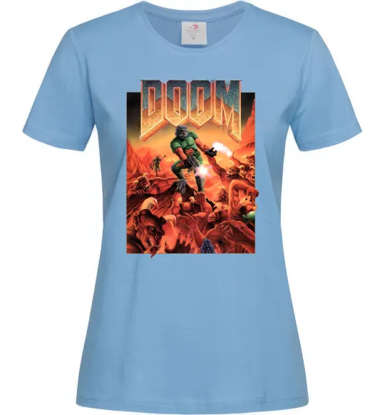 Женская футболка Doom retro Голубой фото