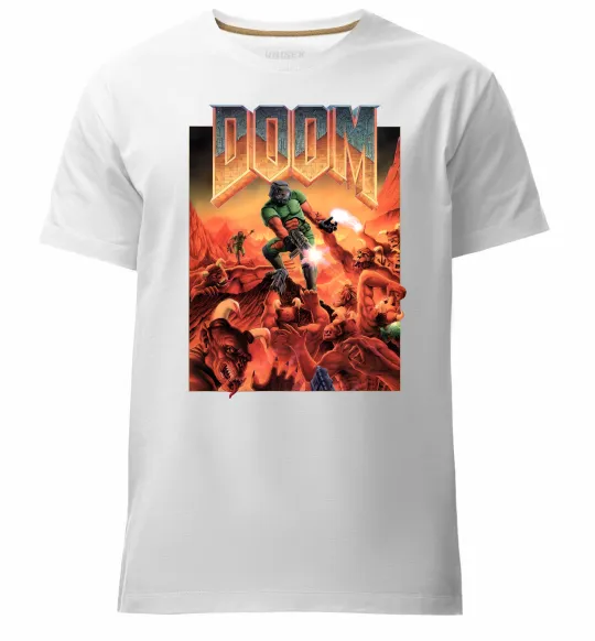 Мужская премиум футболка Doom retro Белый фото