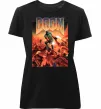 Женская премиум футболка Doom retro Черный фото